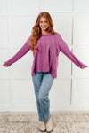 Hazel Blues® |  Simple Silhouette Brushed Hacci Sweater in Light Plum