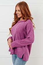 Hazel Blues® |  Simple Silhouette Brushed Hacci Sweater in Light Plum