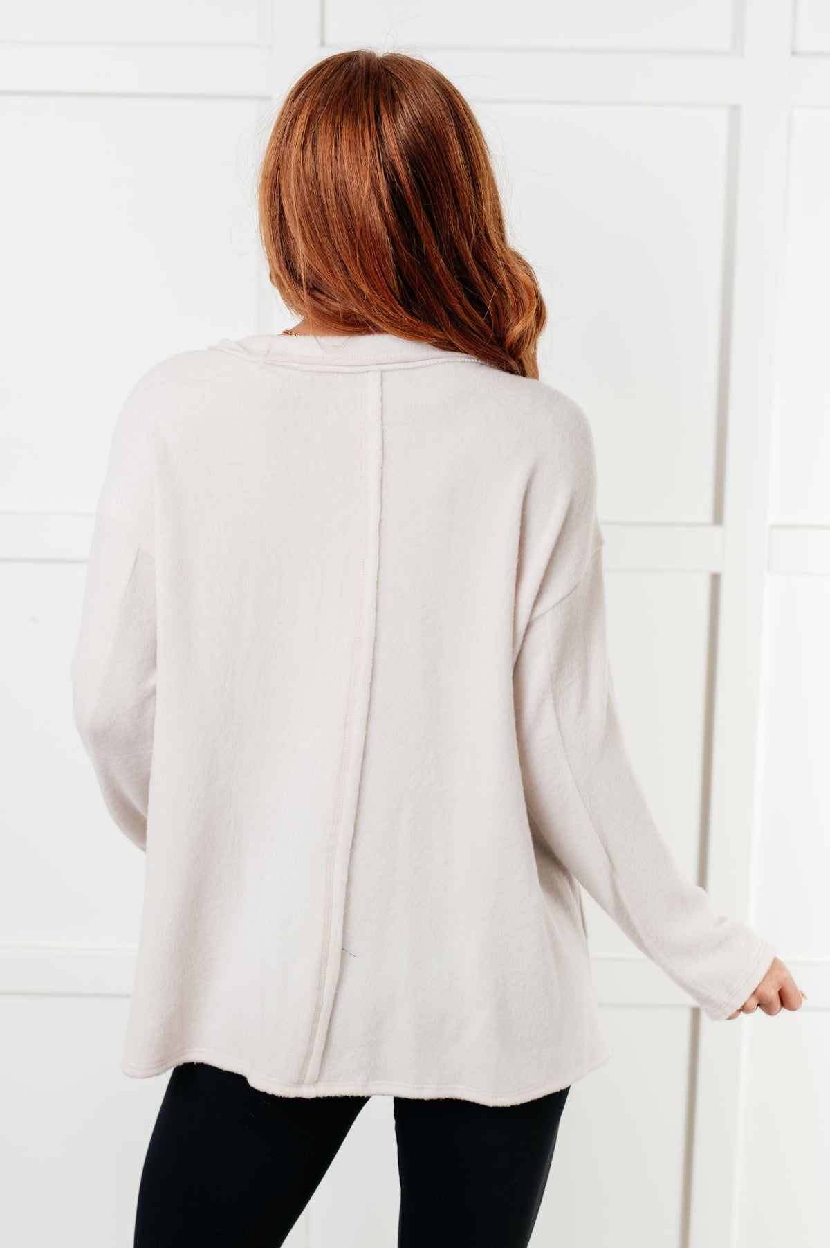 Hazel Blues® |  Simple Silhouette Brushed Hacci Sweater in Sand Beige