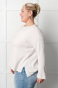 Hazel Blues® |  Simple Silhouette Brushed Hacci Sweater in Sand Beige