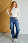 Hazel Blues® |  Simple Situation Mock Neck Bodysuit in White Pearl