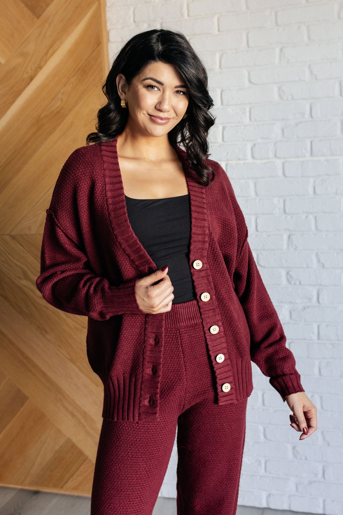 Hazel Blues® |  Simple Solution Knit Set in Wine