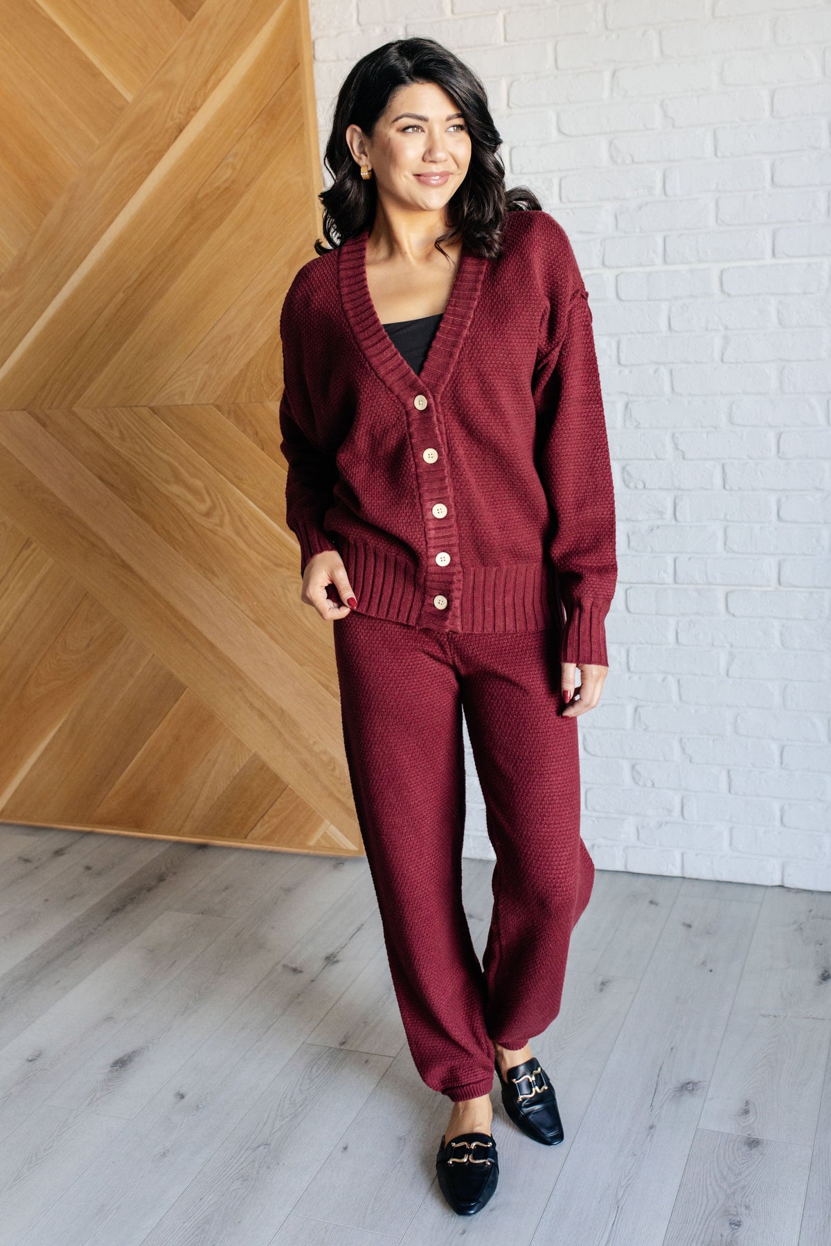 Hazel Blues® |  Simple Solution Knit Set in Wine