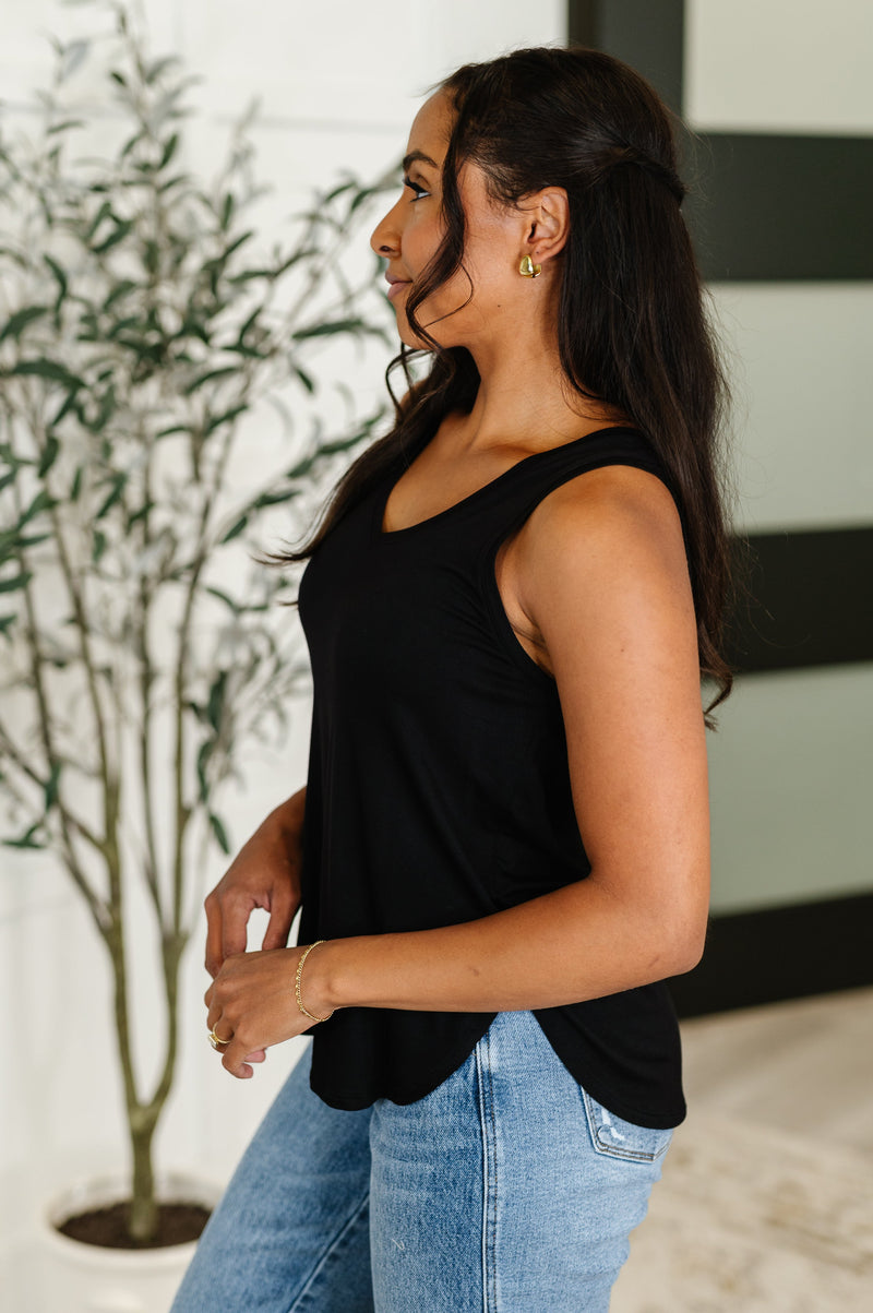 Hazel Blues® |  Simpler Times Basic V-Neck Tank in Black