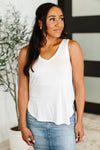 Hazel Blues® |  Simpler Times Basic V-Neck Tank in Off White