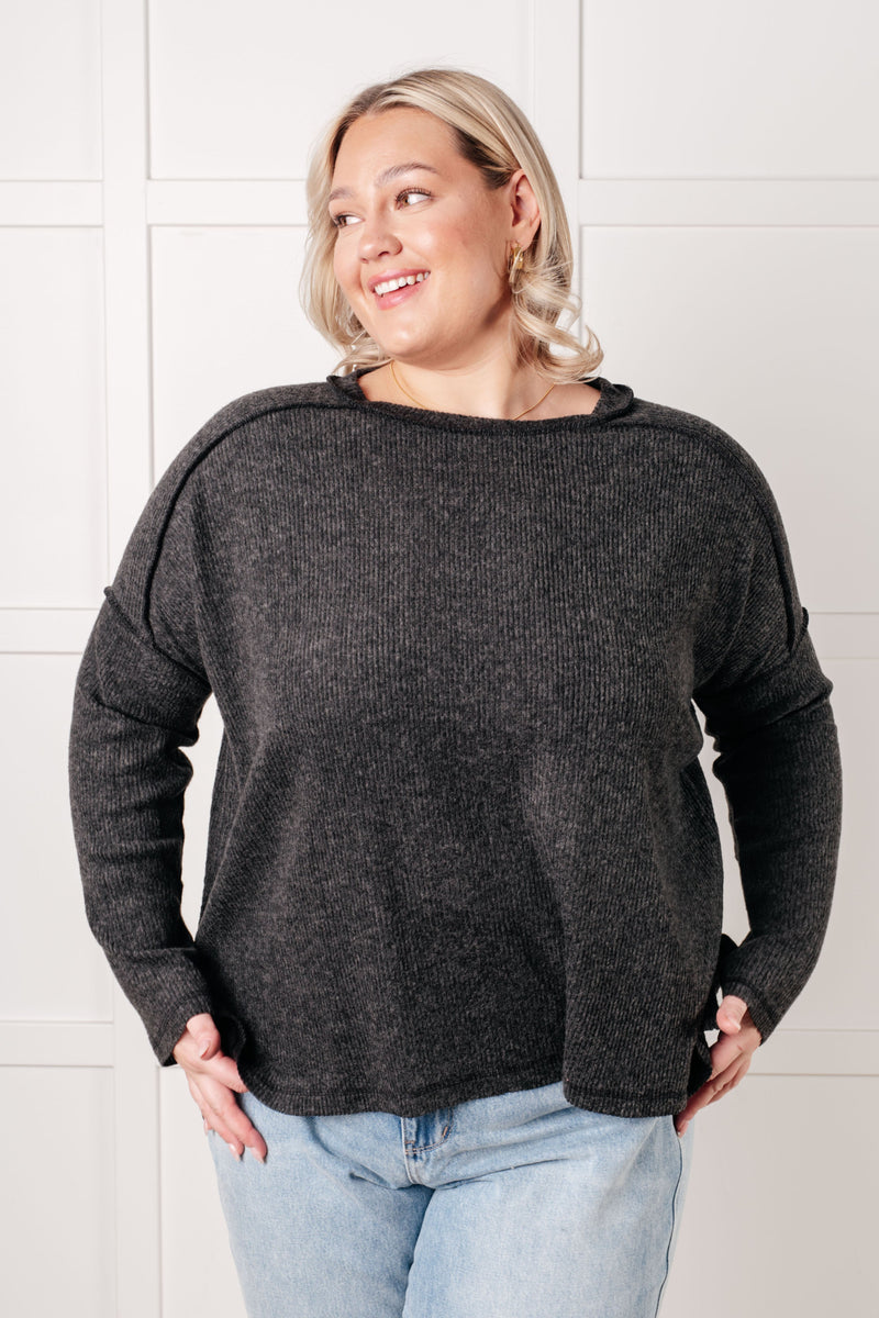 Hazel Blues® |  Simply Basic Ribbed Hacci Sweater in Black