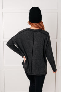 Hazel Blues® |  Simply Basic Ribbed Hacci Sweater in Black