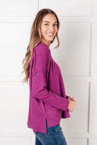 Hazel Blues® |  Simply Basic Ribbed Hacci Sweater in Light Plum