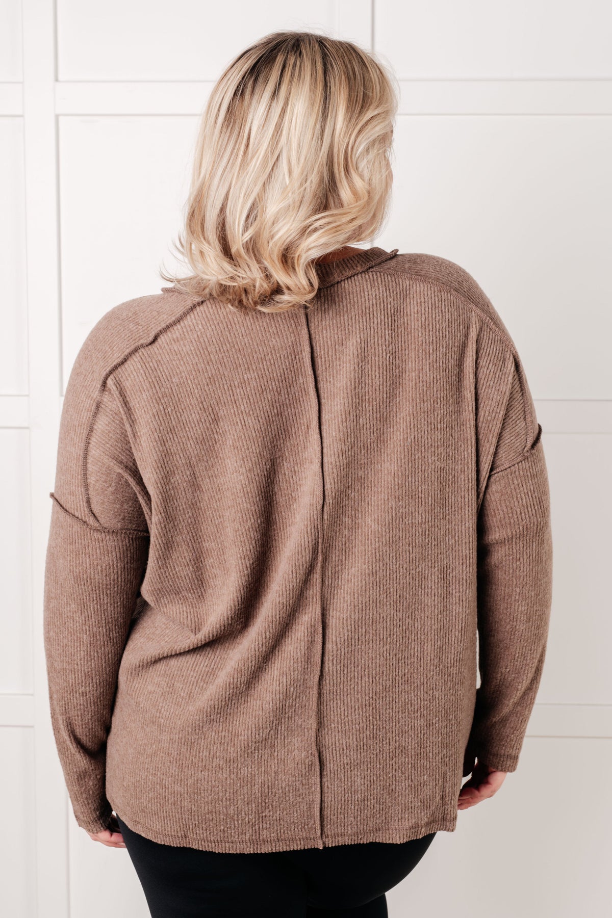 Hazel Blues® |  Simply Basic Ribbed Hacci Sweater in Mocha