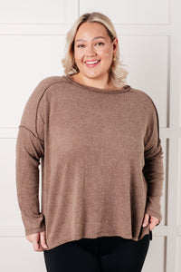 Hazel Blues® |  Simply Basic Ribbed Hacci Sweater in Mocha