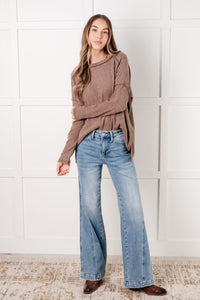 Hazel Blues® |  Simply Basic Ribbed Hacci Sweater in Mocha