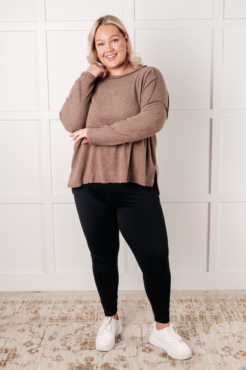 Hazel Blues® |  Simply Basic Ribbed Hacci Sweater in Mocha