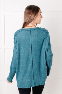 Hazel Blues® |  Simply Basic Ribbed Hacci Sweater in Teal