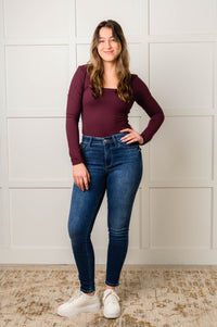 Hazel Blues® |  Skylar Mid Rise Thermal Vintage Skinny Jean