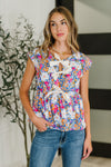 Hazel Blues® |  PREORDER: Sleeveless Bow Blouse in Pink and Orange Floral