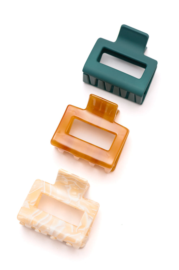 Hazel Blues® |  Small Square Claw Clip Set of 3