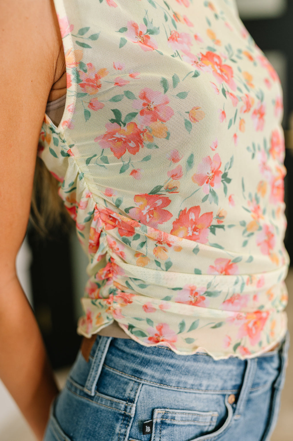 Hazel Blues® |  Snatched & Sassy Sheer Layering Top in Chartreuse