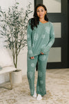 Hazel Blues® |  Snowflake Sniffles Pajama Set in Hunter Green