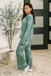 Hazel Blues® |  Snowflake Sniffles Pajama Set in Hunter Green