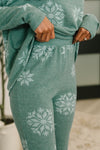 Hazel Blues® |  Snowflake Sniffles Pajama Set in Hunter Green