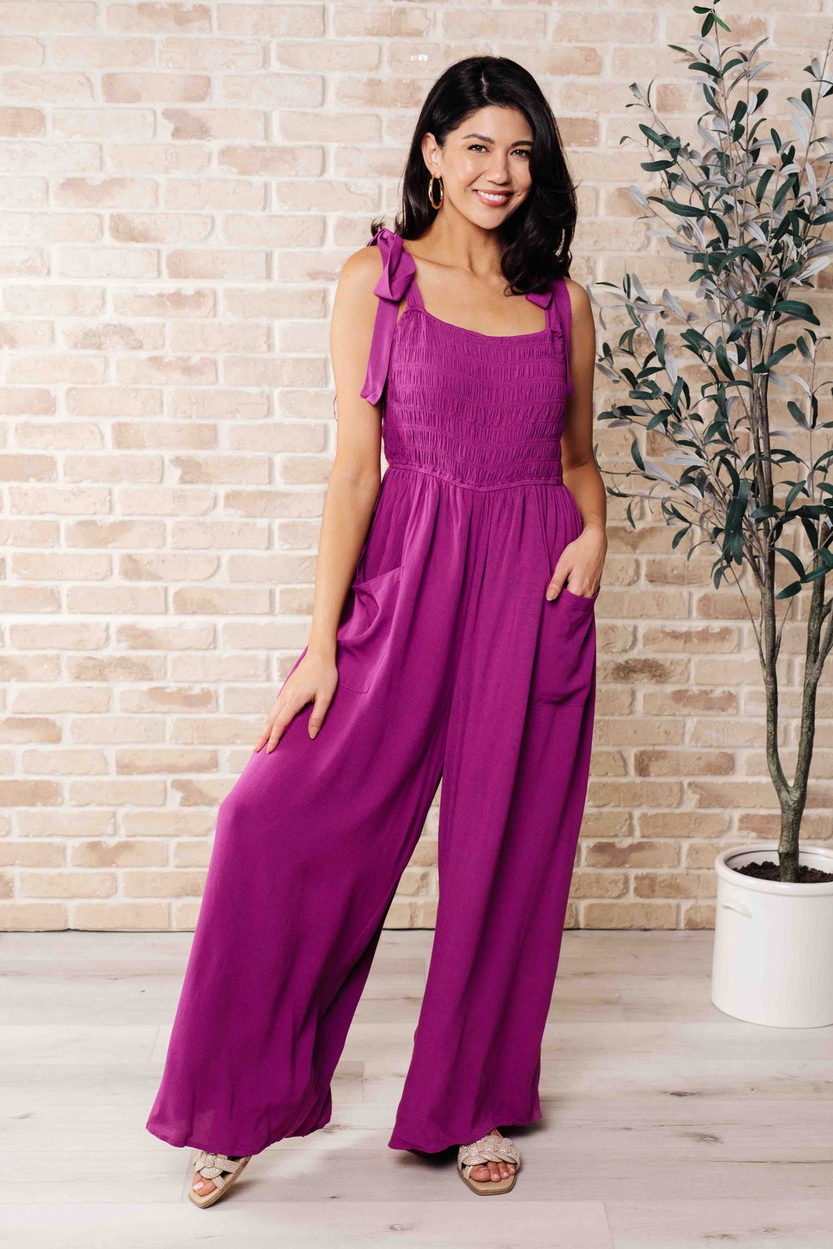 Hazel Blues® |  Social Graces Wide Leg Jumpsuit