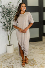 Hazel Blues® |  Soft But Savage Casual T-Shirt Dress in Beige