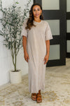 Hazel Blues® |  Soft But Savage Casual T-Shirt Dress in Beige