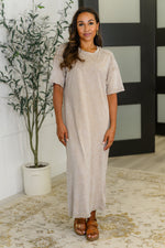 Hazel Blues® |  Soft But Savage Casual T-Shirt Dress in Beige