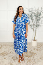 Hazel Blues® |  Soft Sonata V-Neck Dress in Blue