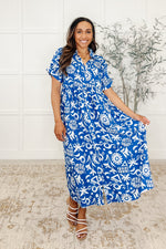 Hazel Blues® |  Soft Sonata V-Neck Dress in Blue