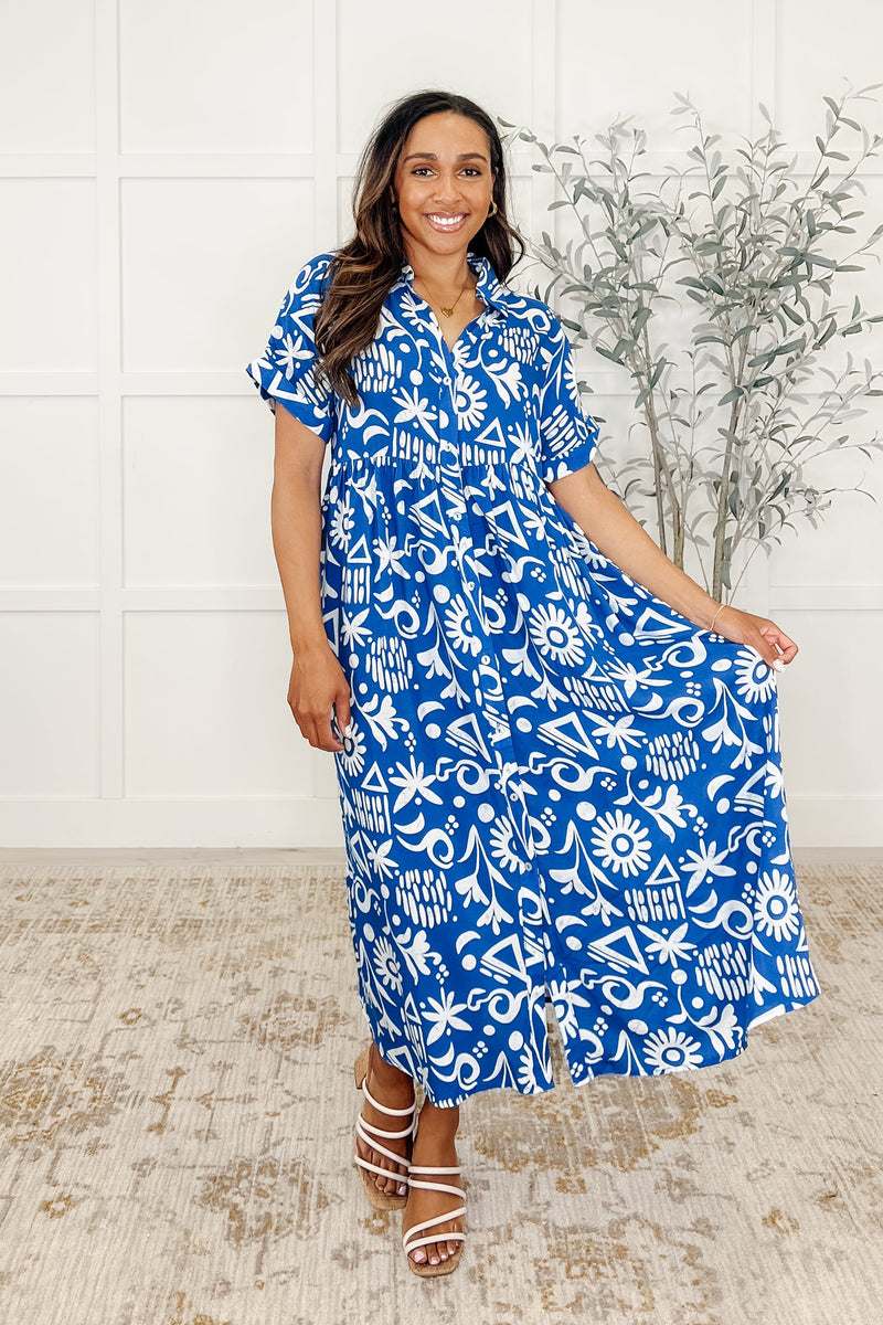 Hazel Blues® |  Soft Sonata V-Neck Dress in Blue