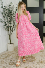 Hazel Blues® |  Softly Spoken Textured V-Neck Dress in Hot Pink