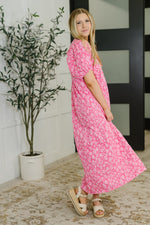 Hazel Blues® |  Softly Spoken Textured V-Neck Dress in Hot Pink