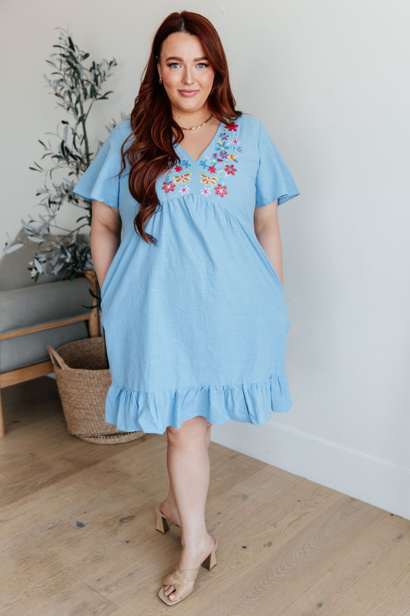 Hazel Blues® |  Someone to Care For V-Neck Dress