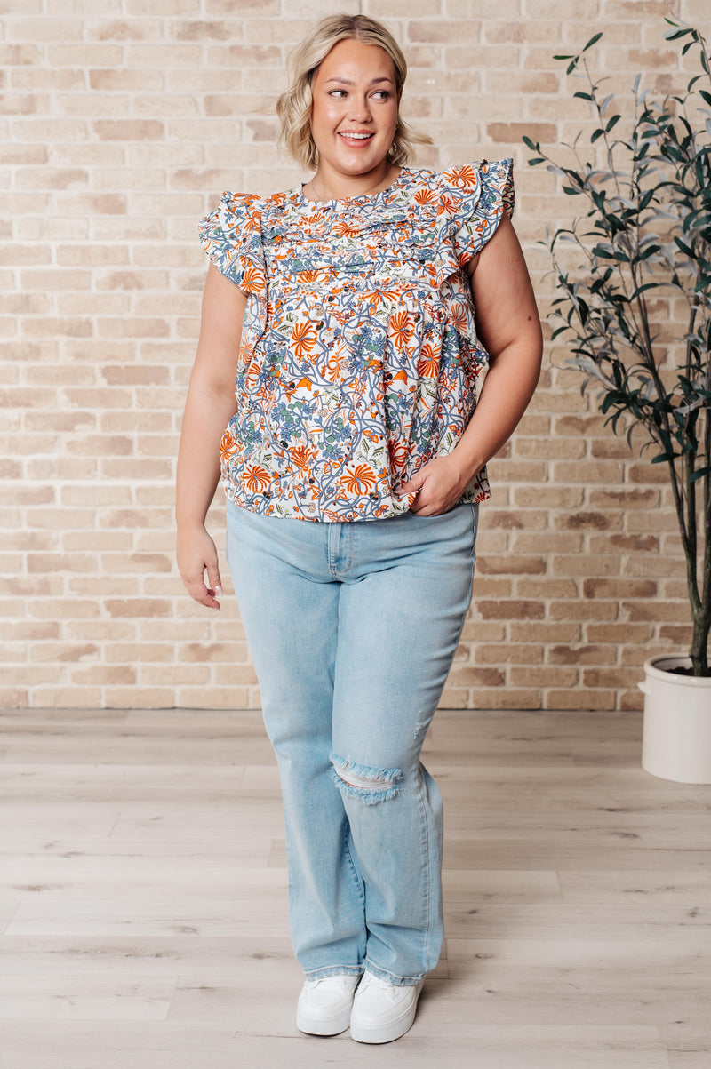 Hazel Blues® |  Something Peaceful Flutter Sleeve Blouse