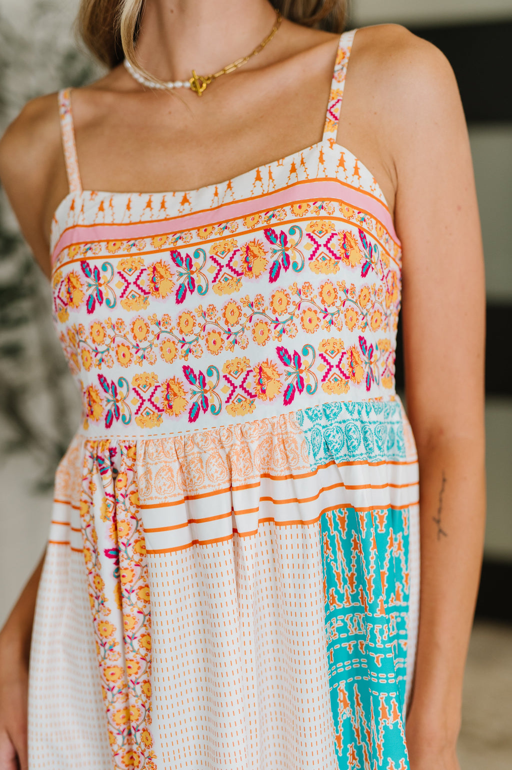 Hazel Blues® |  PREORDER: Spaghetti Strap Boho Print Dress