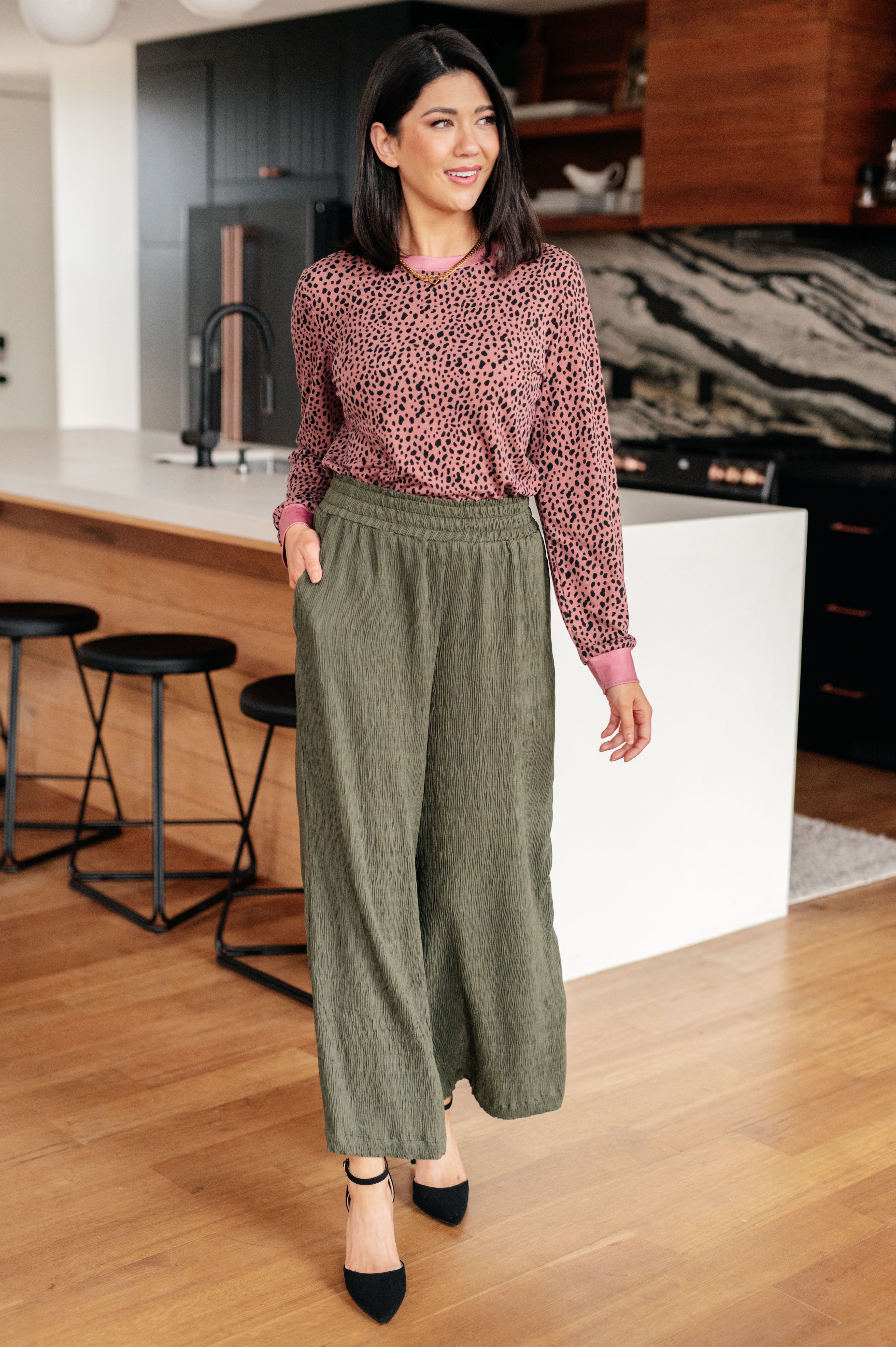 Hazel Blues® | Spotted Around Town Long Sleeve Top