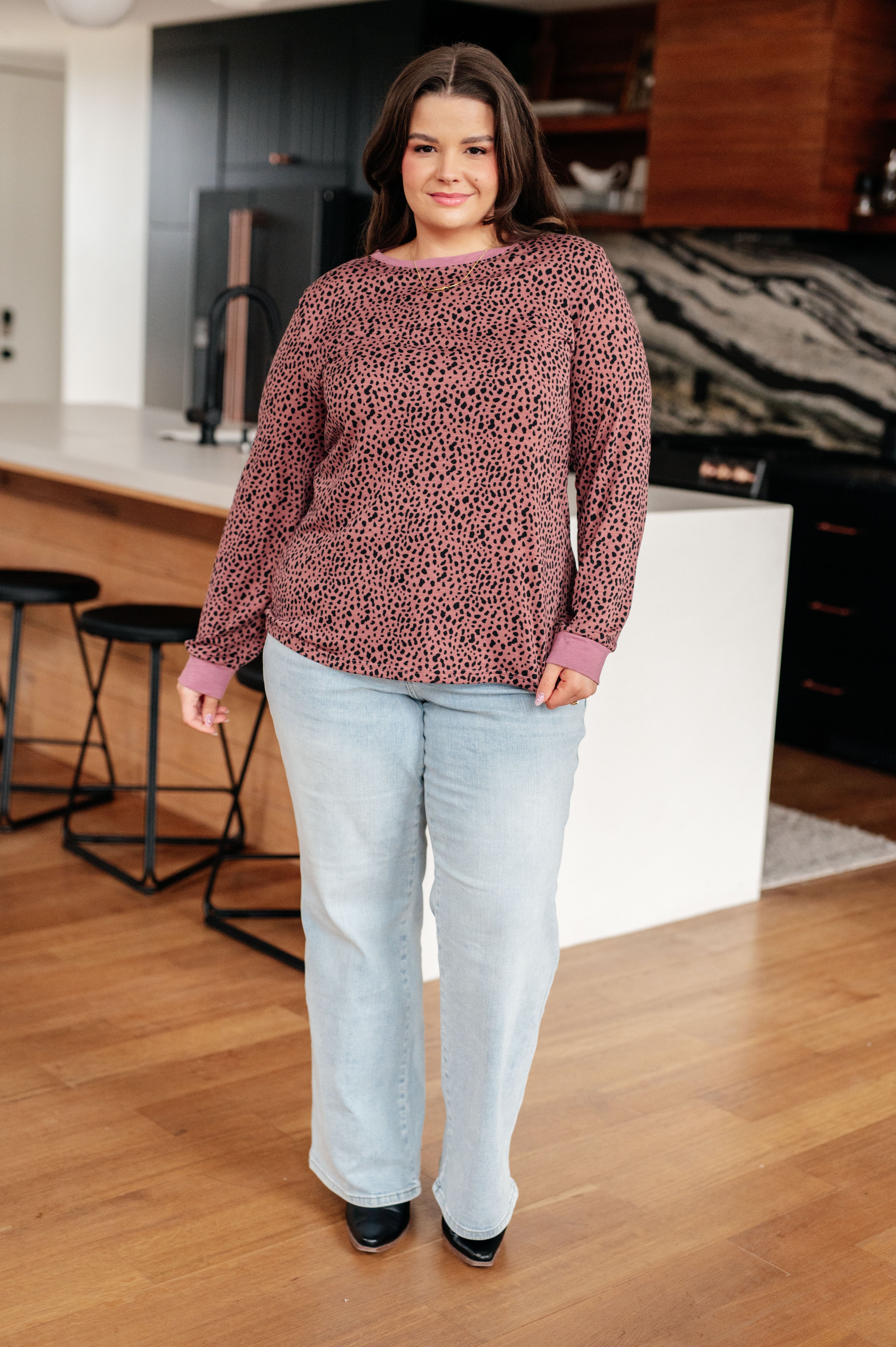 Hazel Blues® | Spotted Around Town Long Sleeve Top