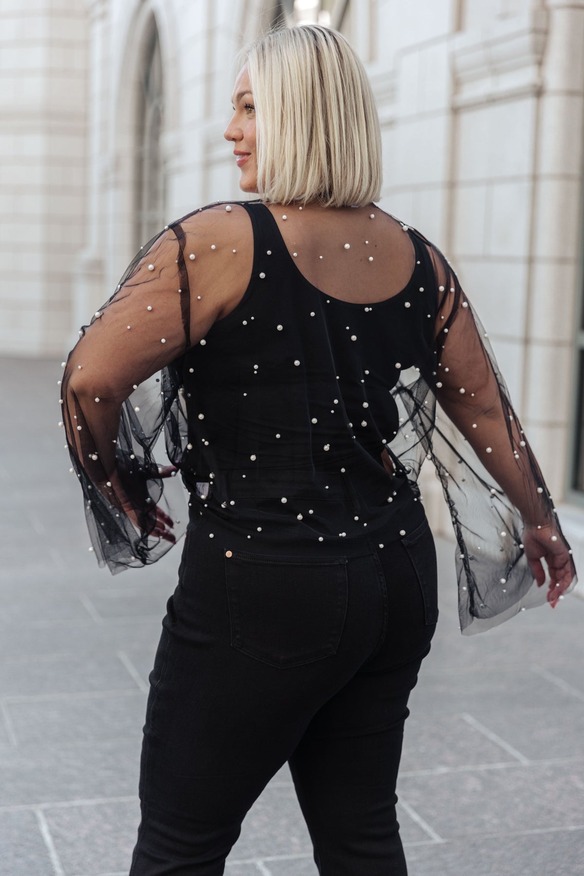 Hazel Blues® |  Sprinkle of Pearls Sheer Kimono