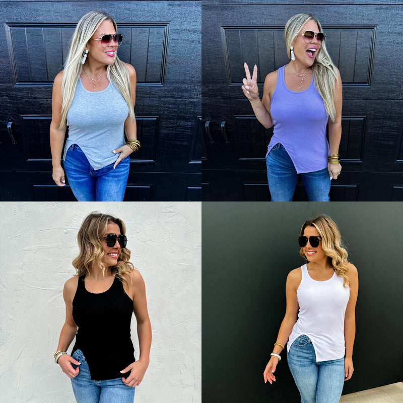 Hazel Blues® |  PREORDER: Gabby Side Slit Tank in Four Colors