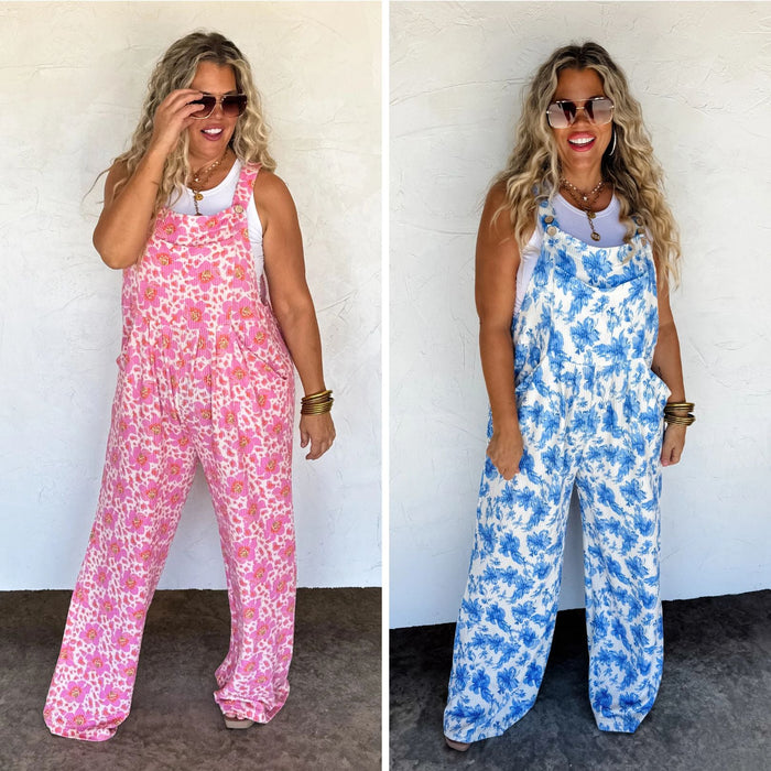 Hazel Blues® |  PREORDER: Cassidy Floral Boho Overalls in Two Prints