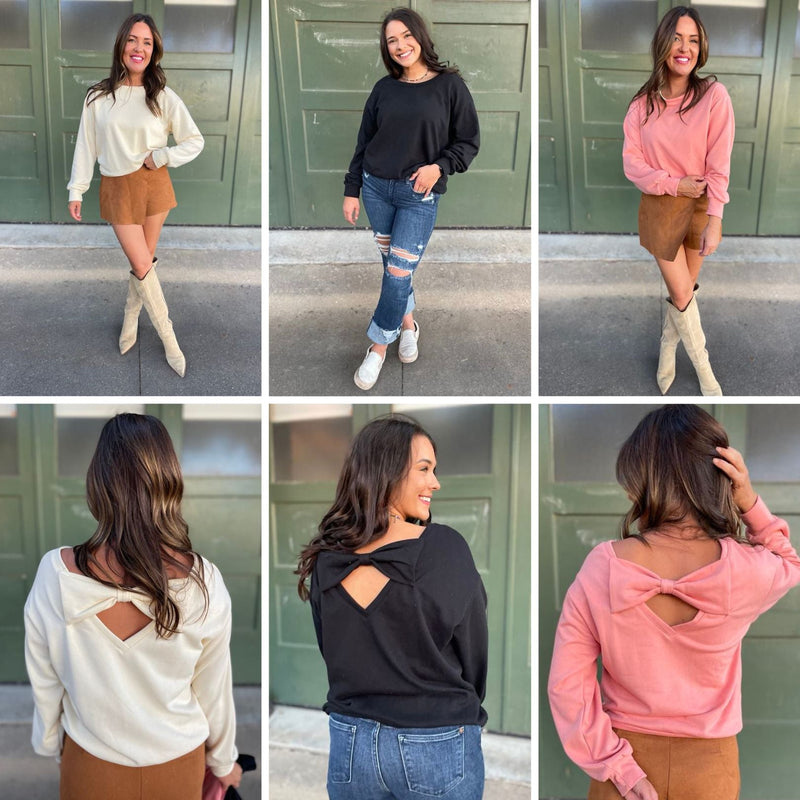 PREORDER: Bow Back Sweatshirt in Three Colors