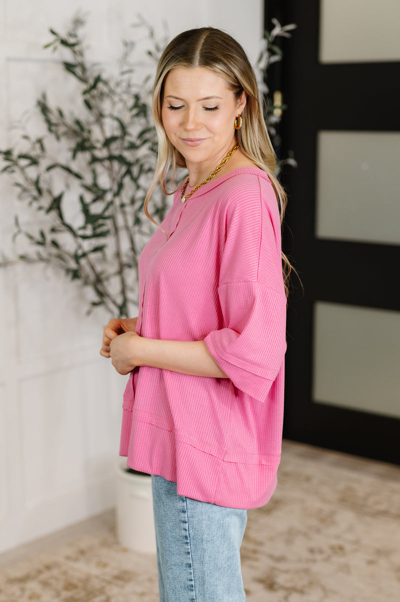 Hazel Blues® |  Stay On Top Relaxed Tee in Candy Pink