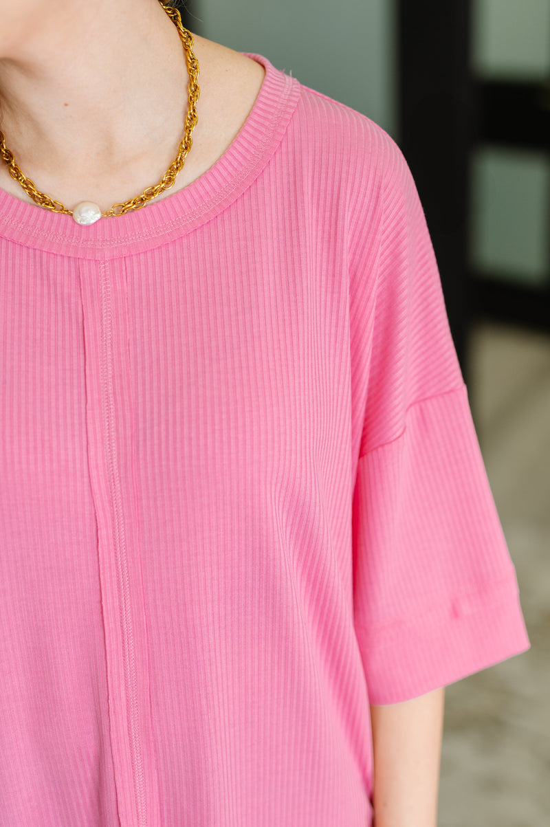 Hazel Blues® |  Stay On Top Relaxed Tee in Candy Pink