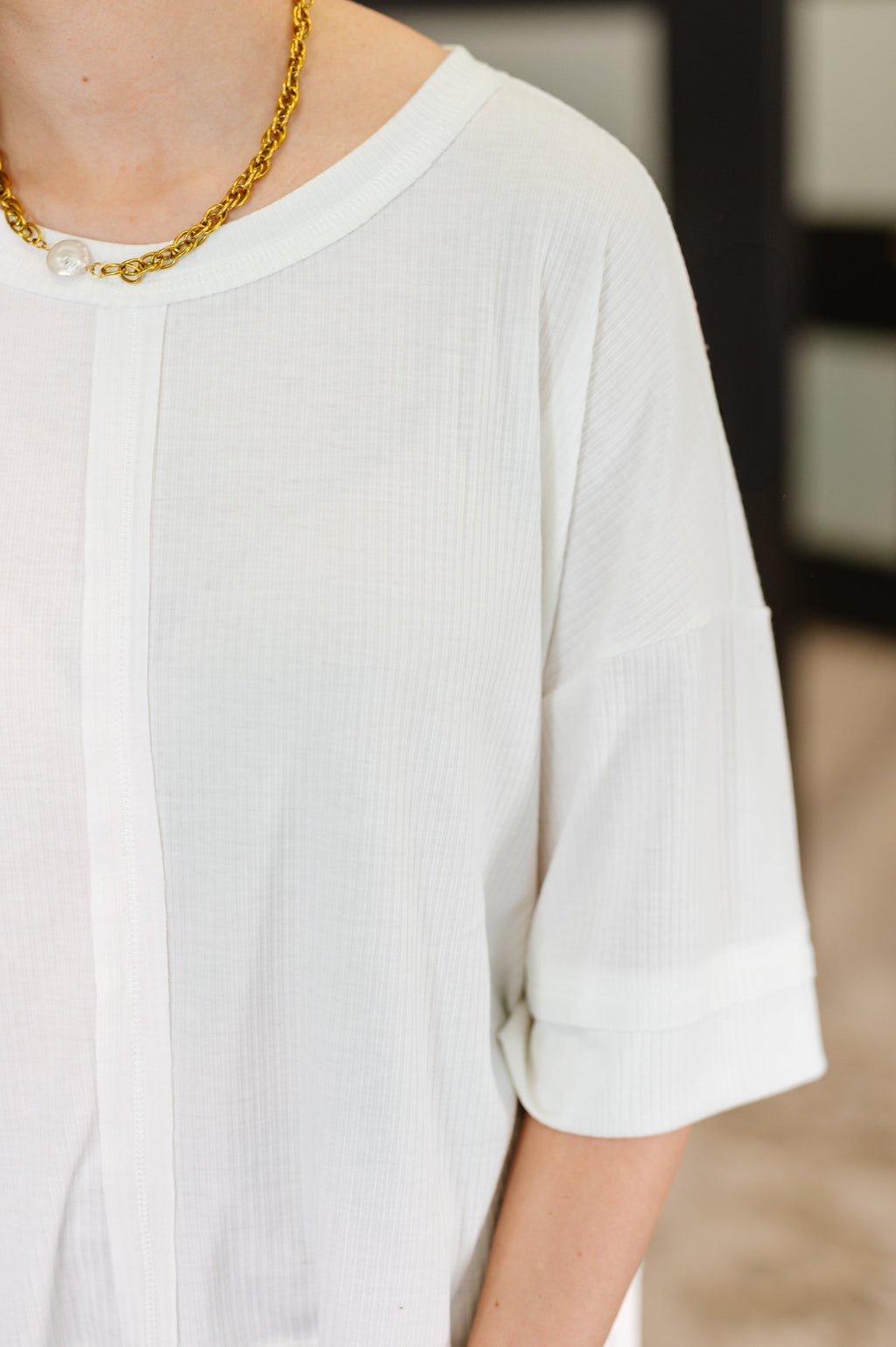 Hazel Blues® |  Stay On Top Relaxed Tee in Off White