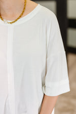 Hazel Blues® |  Stay On Top Relaxed Tee in Off White