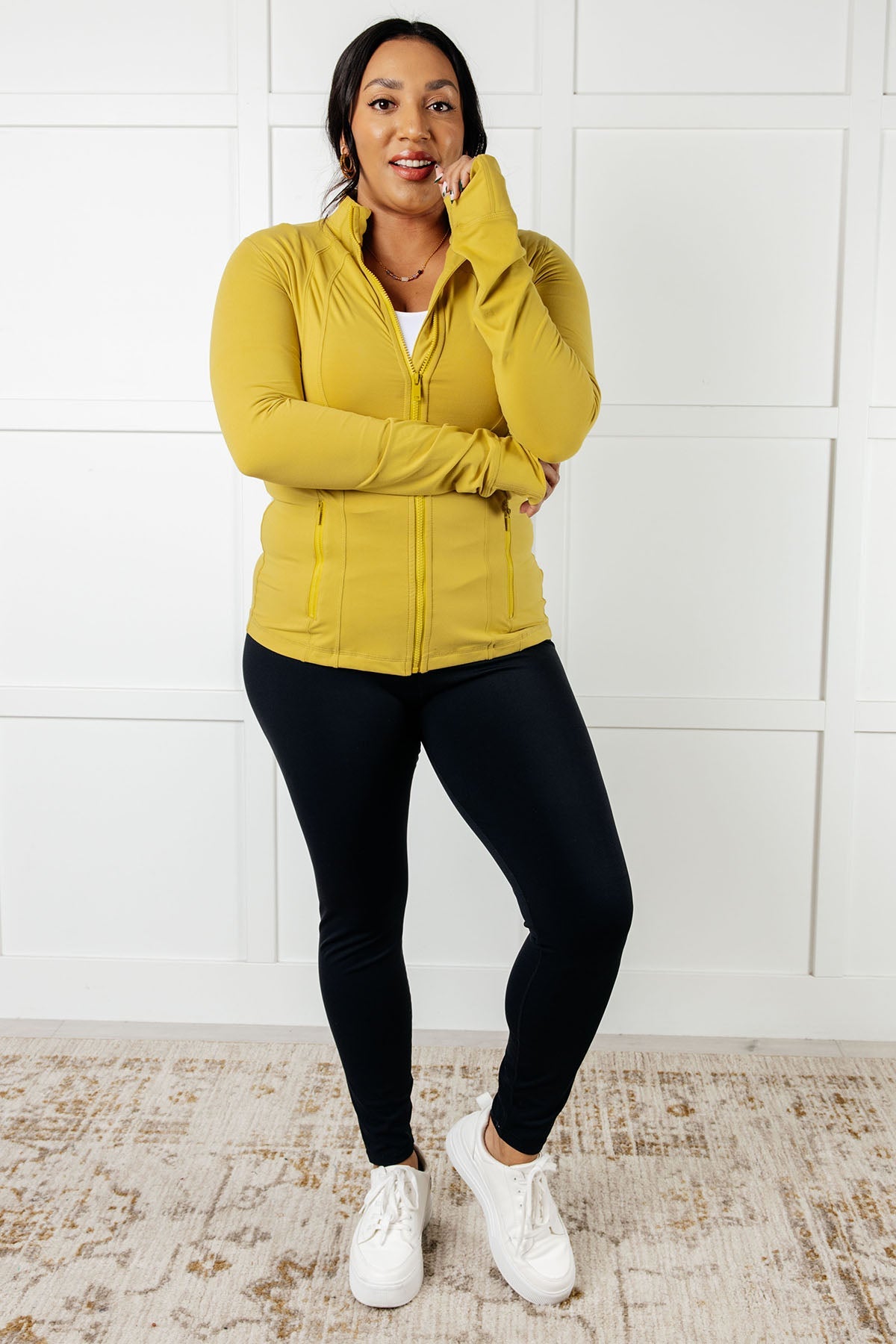 Hazel Blues® |  Staying Swift Activewear Jacket in Yellow Pear