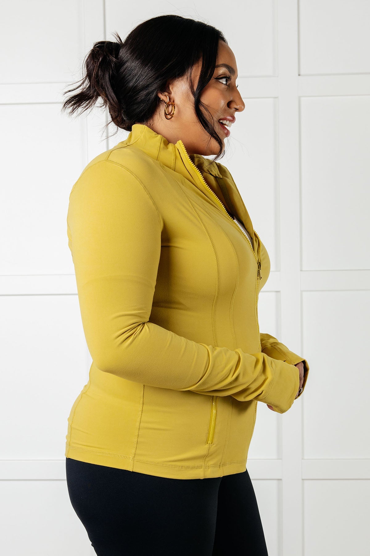 Hazel Blues® |  Staying Swift Activewear Jacket in Yellow Pear