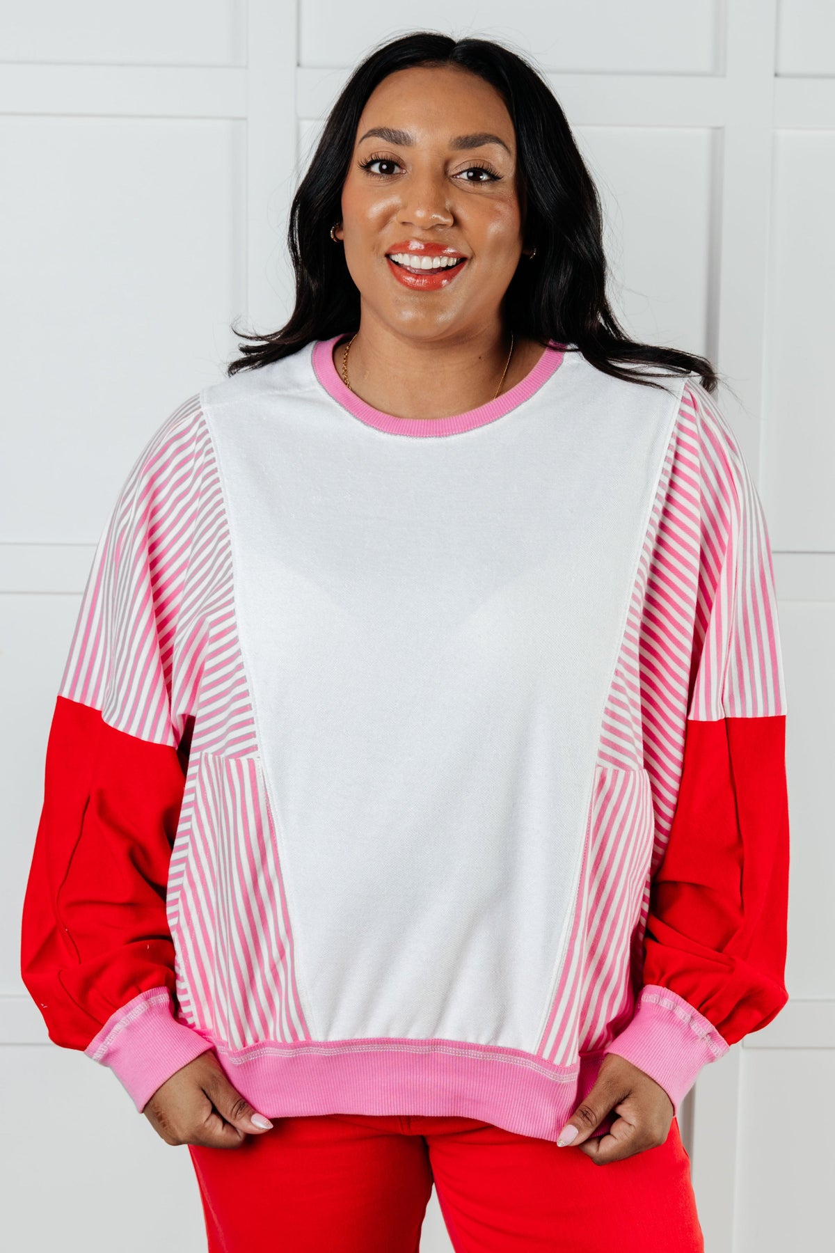 Hazel Blues® |  Stripes on My Sleeves Color Block Pullover