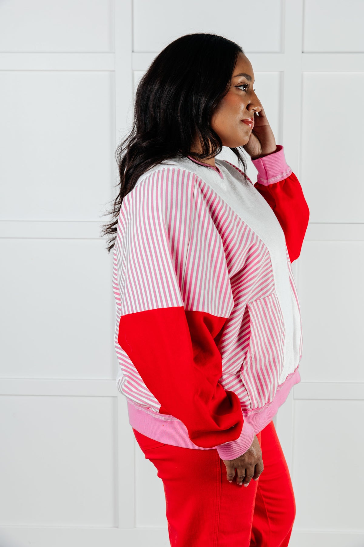 Hazel Blues® |  Stripes on My Sleeves Color Block Pullover